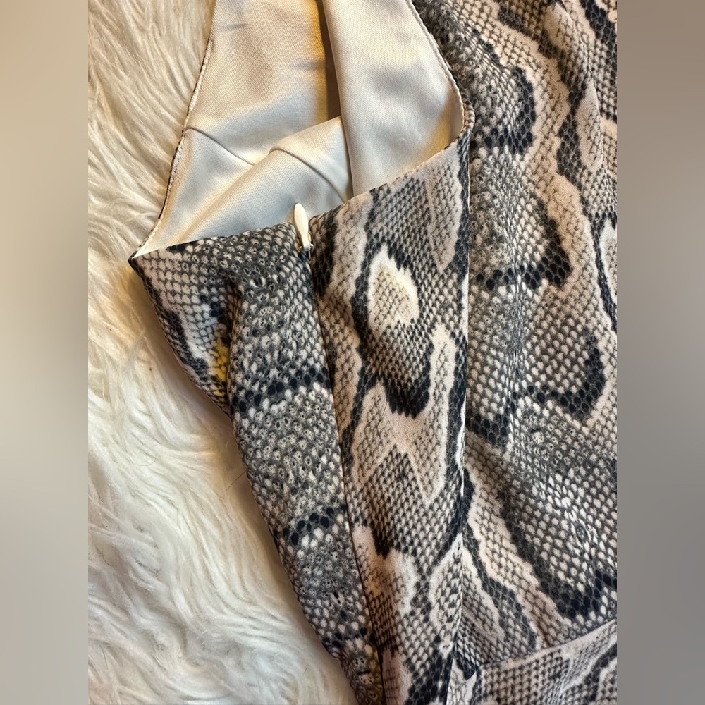 Express Python Snake Print Lined Halter Mini Dres… - image 7